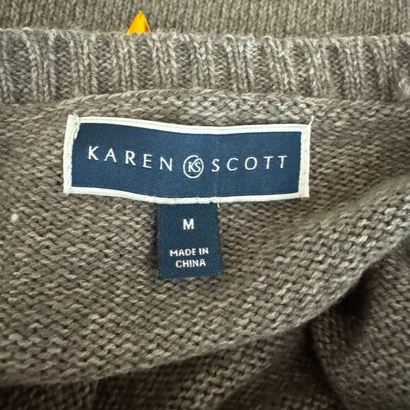 Karen Scott Gray Santa Claus Sweater Medium - Picture 11 of 11